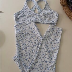 Love shack fancy Floral Blue Women's Workout Set L